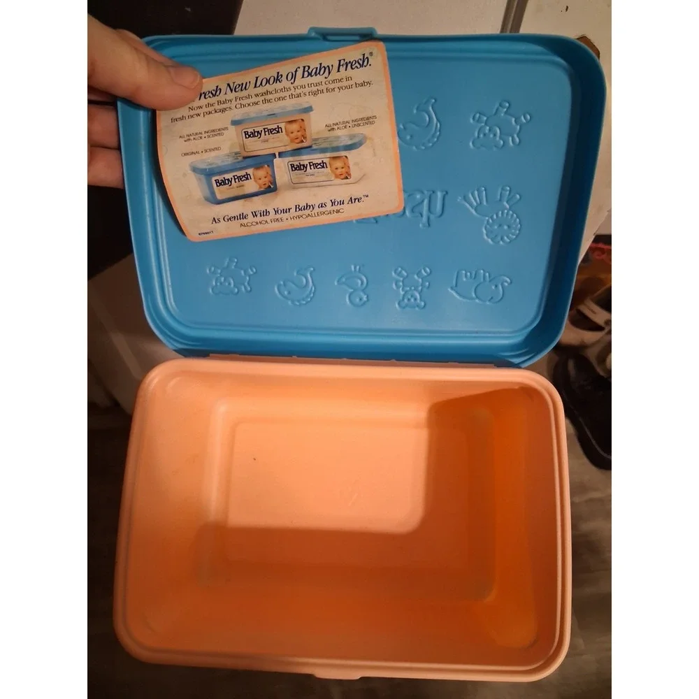 Vintage Baby Wipes Container Tub 90s Pink Blue Baby Fresh Scott RARE‎ HTF
